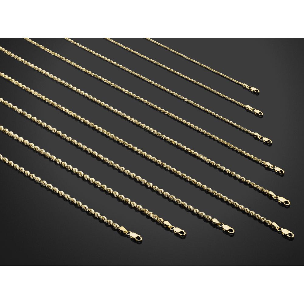14K Yellow Gold 24" 3mm Diamond-Cut Rope Chain with Lobster Clasp