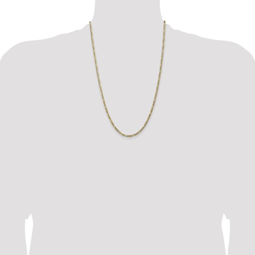 14K Yellow Gold 24" 3mm Flat Figaro Chain Necklace with Lobster Clasp by Oro Pregiato