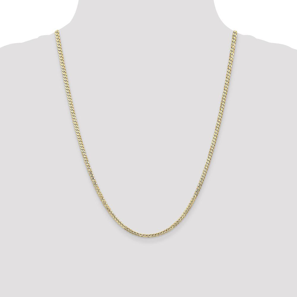 14K Yellow Gold 24" 3mm Open Concave Curb Chain with Lobster Clasp by IBGoodman