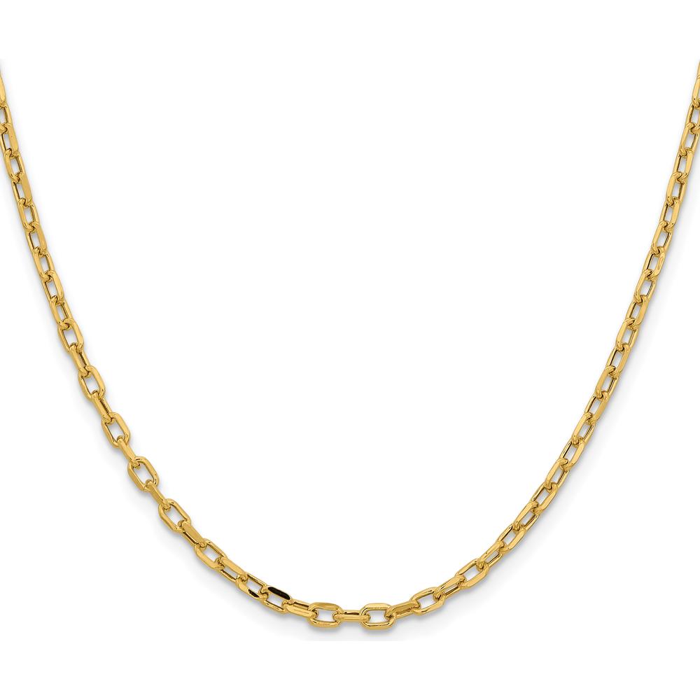 14K Yellow Gold 24" 3mm Semi-Solid Diamond-Cut Open Link Chain with Lobster Clasp by Oro Pregiato
