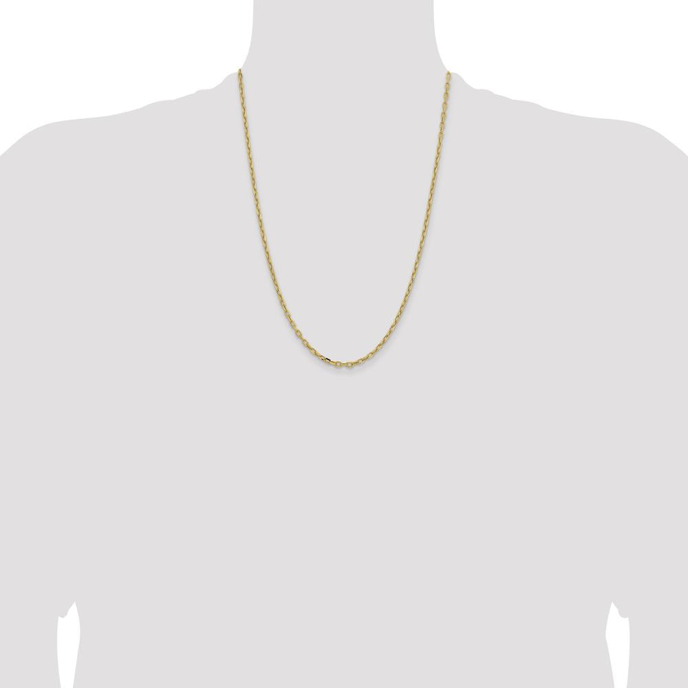 14K Yellow Gold 24" 3mm Semi-Solid Diamond-Cut Open Link Chain with Lobster Clasp by Oro Pregiato