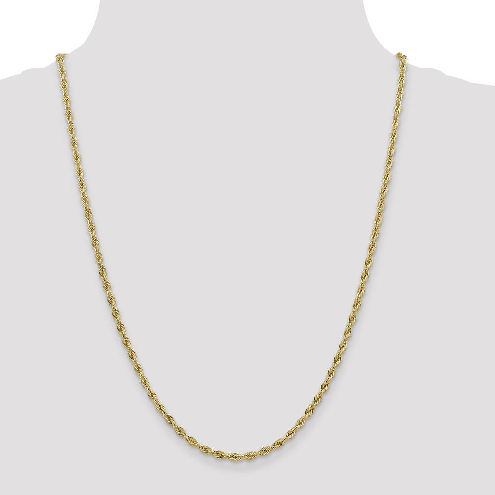 14K Yellow Gold 24" 3mm Semi-Solid Rope Chain with Lobster Clasp by Oro Pregiato