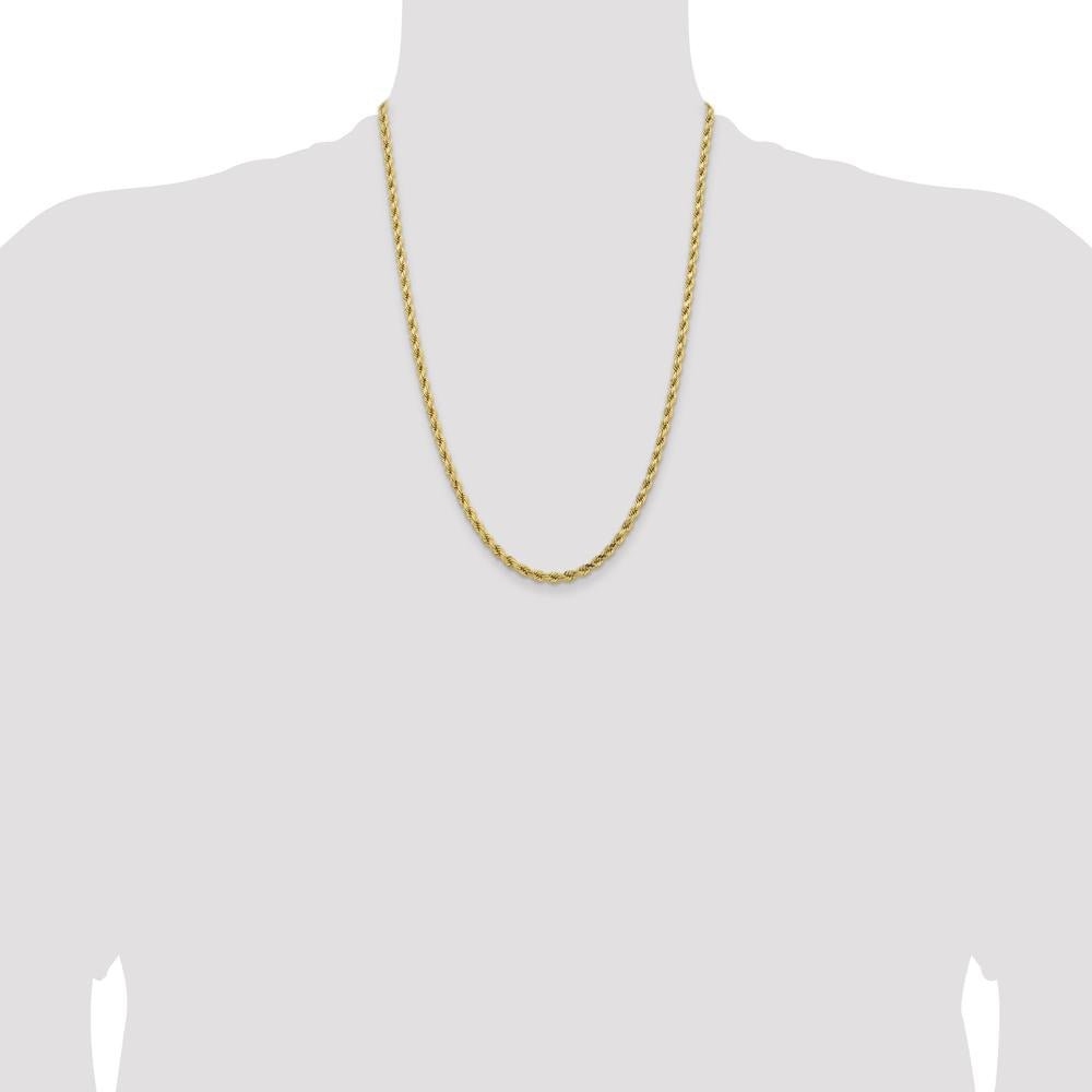 14K Yellow Gold 24" 4.25mm Diamond-Cut Rope Chain Necklace - Polished Finish