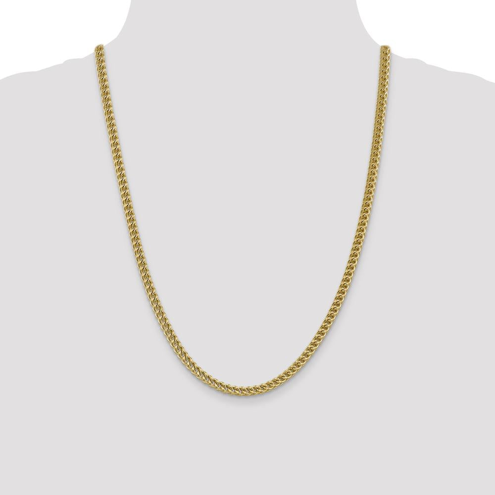 14K Yellow Gold 24" 4.5mm Semi-Solid Franco Chain with Fancy Lobster Clasp by Oro Pregiato