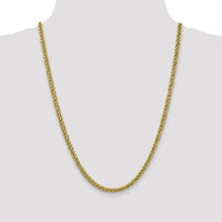 14K Yellow Gold 24" 4.65mm Semi-Solid 3-Wire Wheat Chain with Lobster Clasp by Oro Pregiato