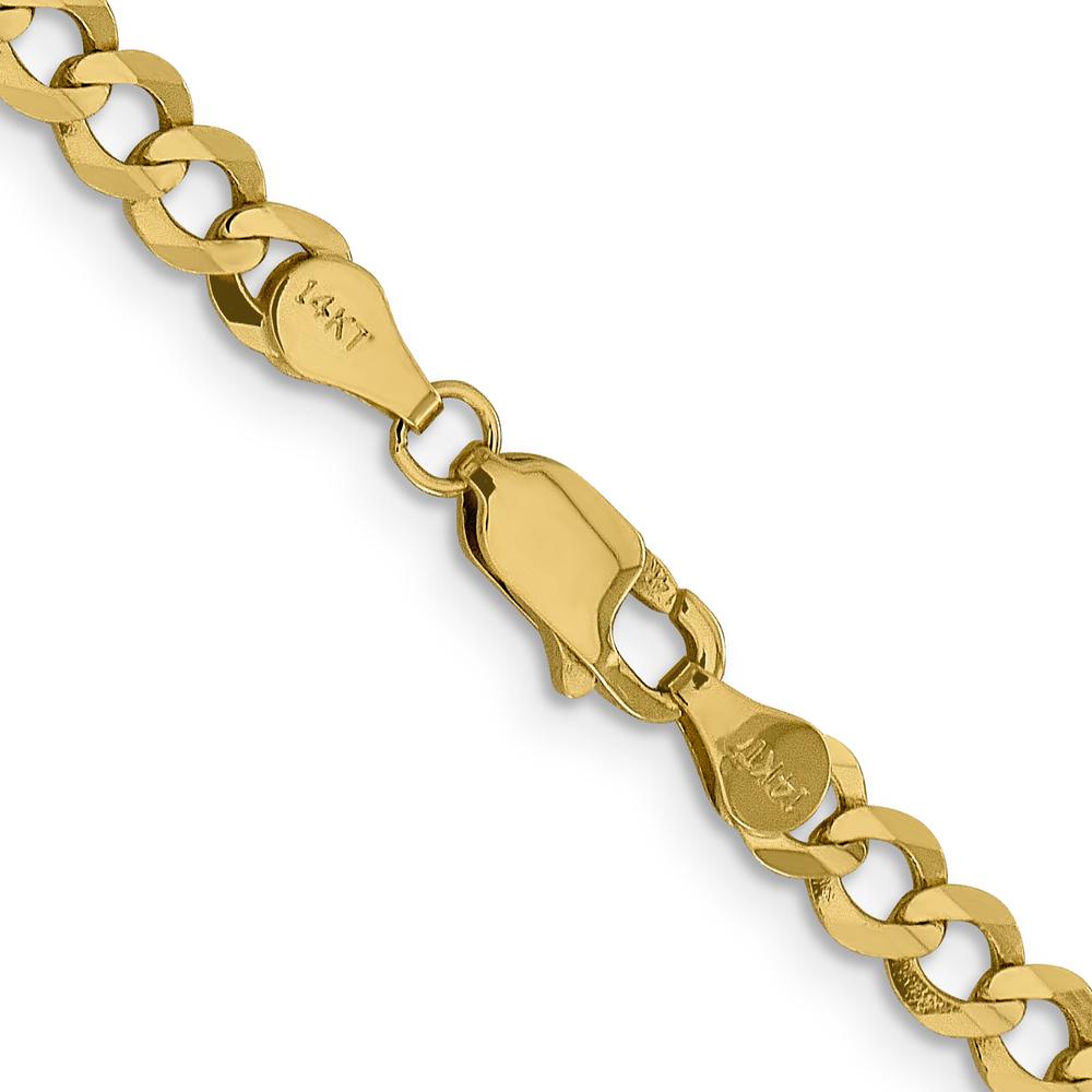 14K Yellow Gold 24" 4.7mm Lightweight Flat Cuban Chain with Lobster Clasp by Oro Pregiato