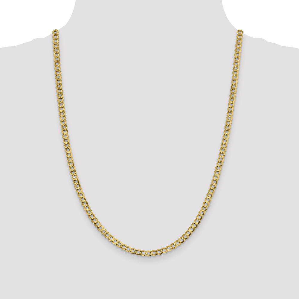 14K Yellow Gold 24" 4.7mm Lightweight Flat Cuban Chain with Lobster Clasp by Oro Pregiato