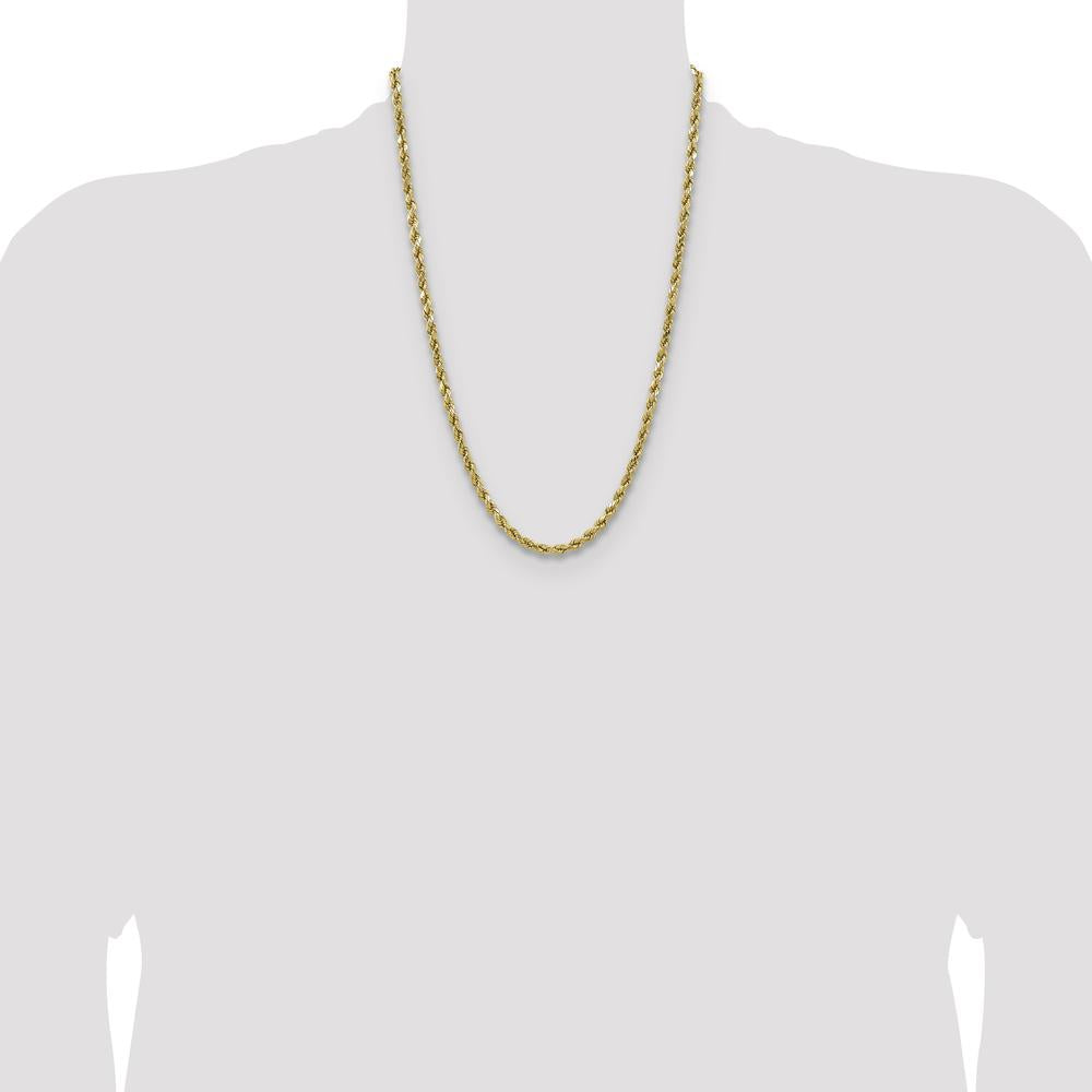 14K Yellow Gold 24" 4.9mm Diamond-Cut Rope Chain Necklace with Lobster Clasp by Oro Pregiato
