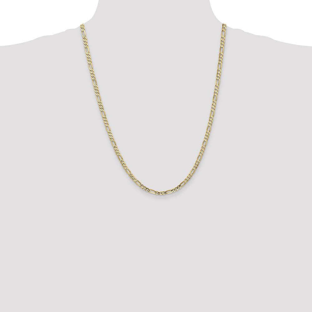 14K Yellow Gold 24" 4mm Concave Open Figaro Chain with Lobster Clasp by Oro Pregiato
