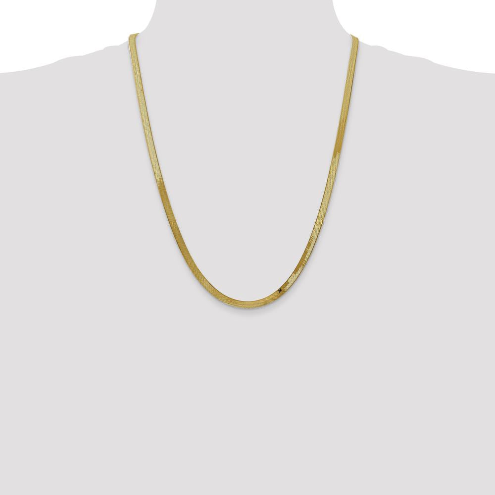 14K Yellow Gold 24" 4mm Herringbone Chain with Lobster Clasp - Polished Finish by 0