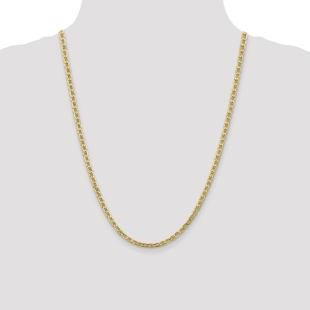 14K Yellow Gold 24" 4mm Semi-Solid Anchor Chain Necklace with Lobster Clasp by IBGoodman