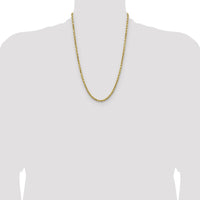 14K Yellow Gold 24" 4mm Semi Solid Diamond-cut Rope Chain with Lobster Clasp by Oro Pregiato