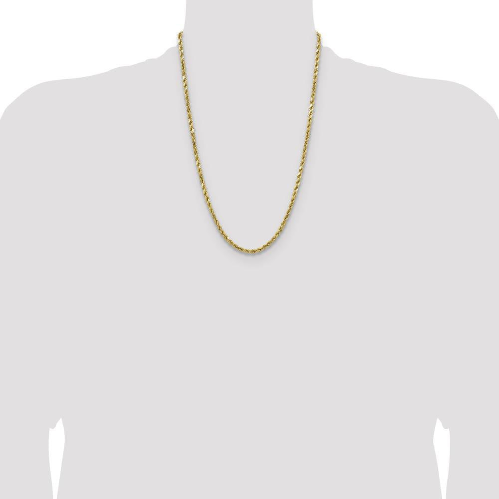 14K Yellow Gold 24" 4mm Semi Solid Diamond-cut Rope Chain with Lobster Clasp by Oro Pregiato