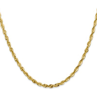 14K Yellow Gold 24" 4mm Ultra Diamond-cut Rope Chain with Lobster Clasp by Oro Pregiato