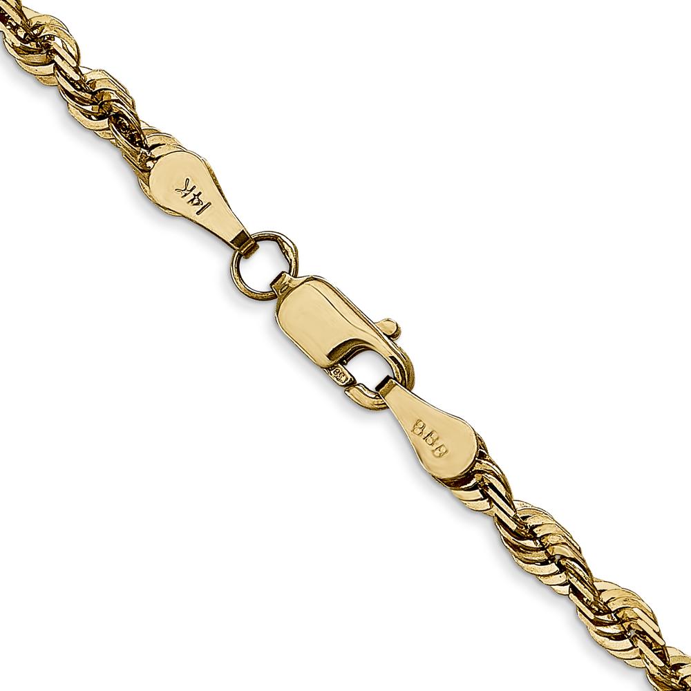 14K Yellow Gold 24" 4mm Ultra Diamond-cut Rope Chain with Lobster Clasp by Oro Pregiato