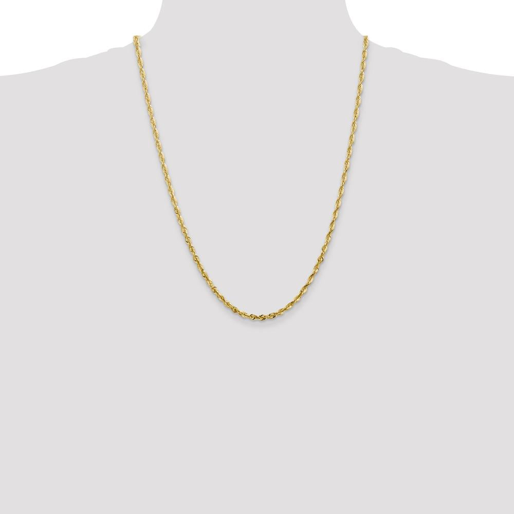 14K Yellow Gold 24" 4mm Ultra Diamond-cut Rope Chain with Lobster Clasp by Oro Pregiato