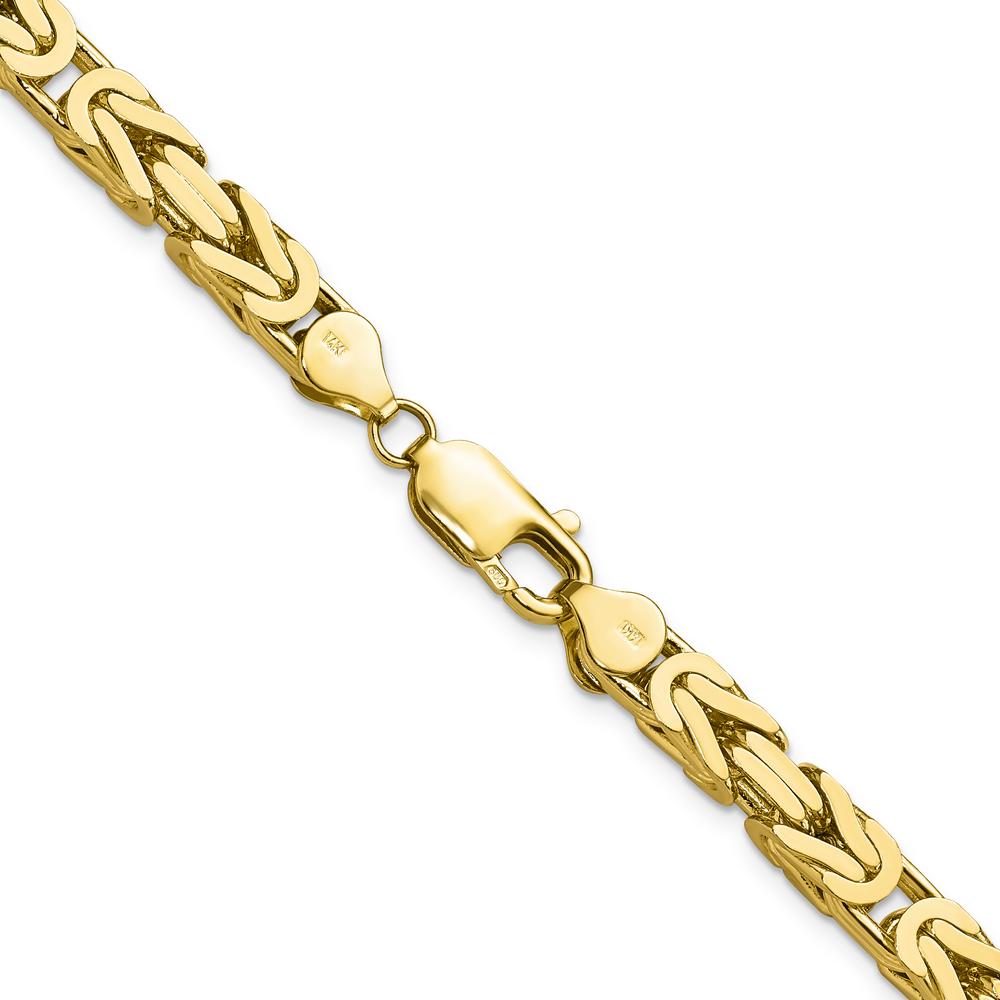 14K Yellow Gold 24" 5.25mm Byzantine Chain with Lobster Clasp by Oro Pregiato