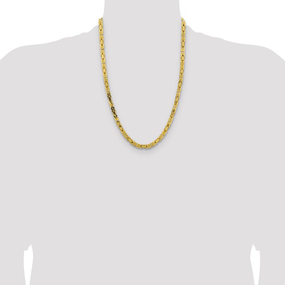 14K Yellow Gold 24" 5.25mm Byzantine Chain with Lobster Clasp by Oro Pregiato