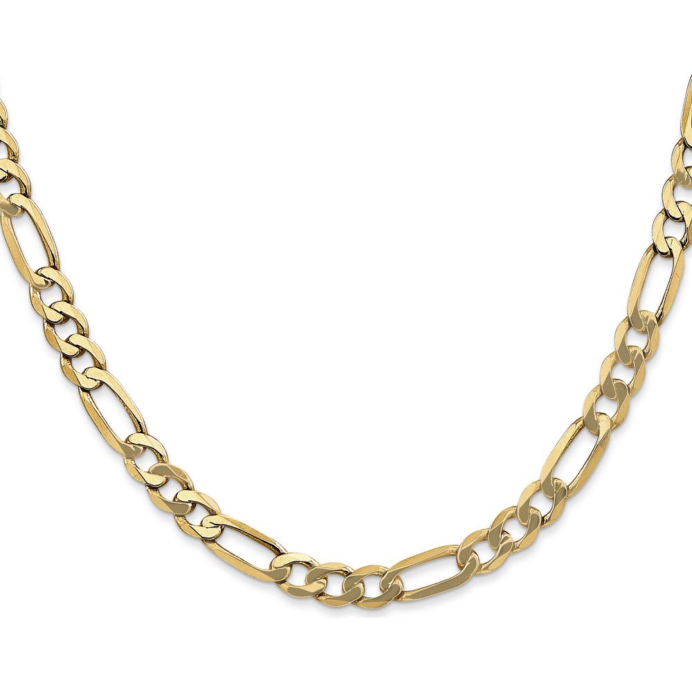 14K Yellow Gold 24" 5.25mm Flat Figaro Chain Necklace with Lobster Clasp by Oro Pregiato