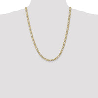14K Yellow Gold 24" 5.25mm Flat Figaro Chain Necklace with Lobster Clasp by Oro Pregiato