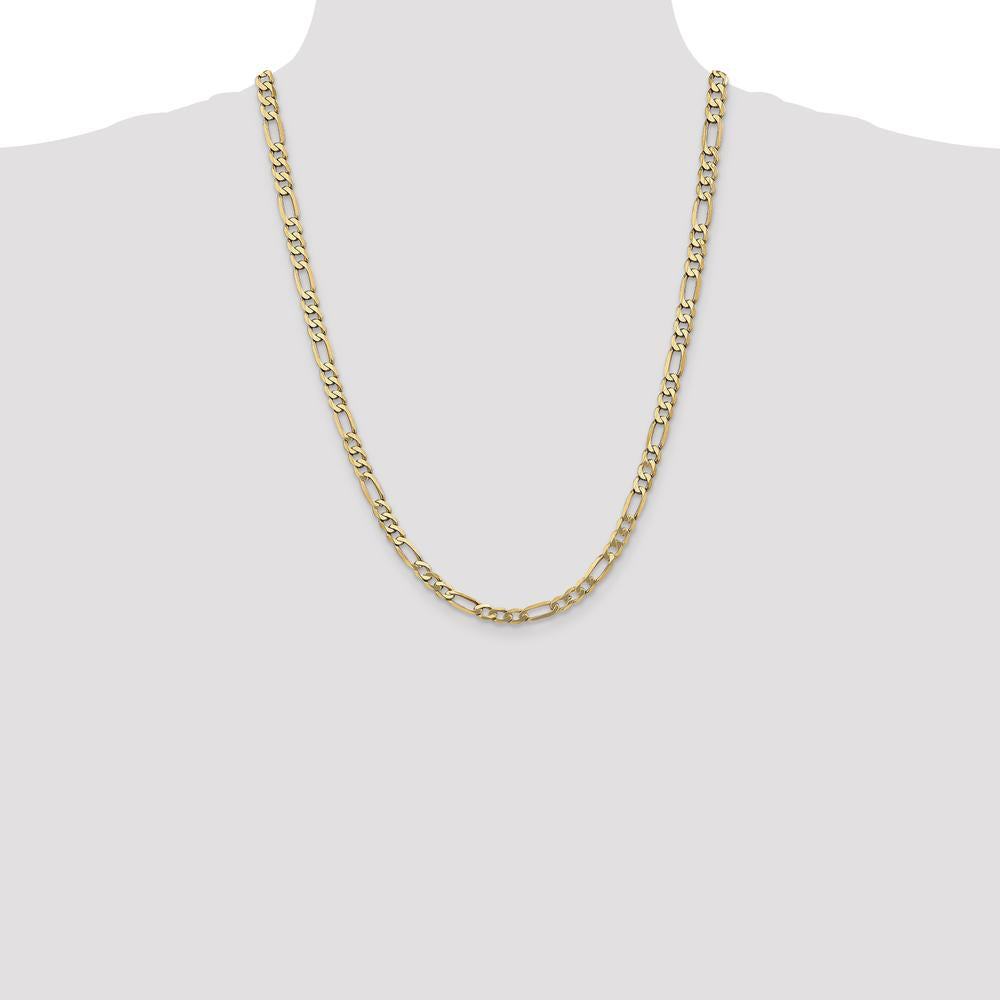 14K Yellow Gold 24" 5.25mm Flat Figaro Chain Necklace with Lobster Clasp by Oro Pregiato