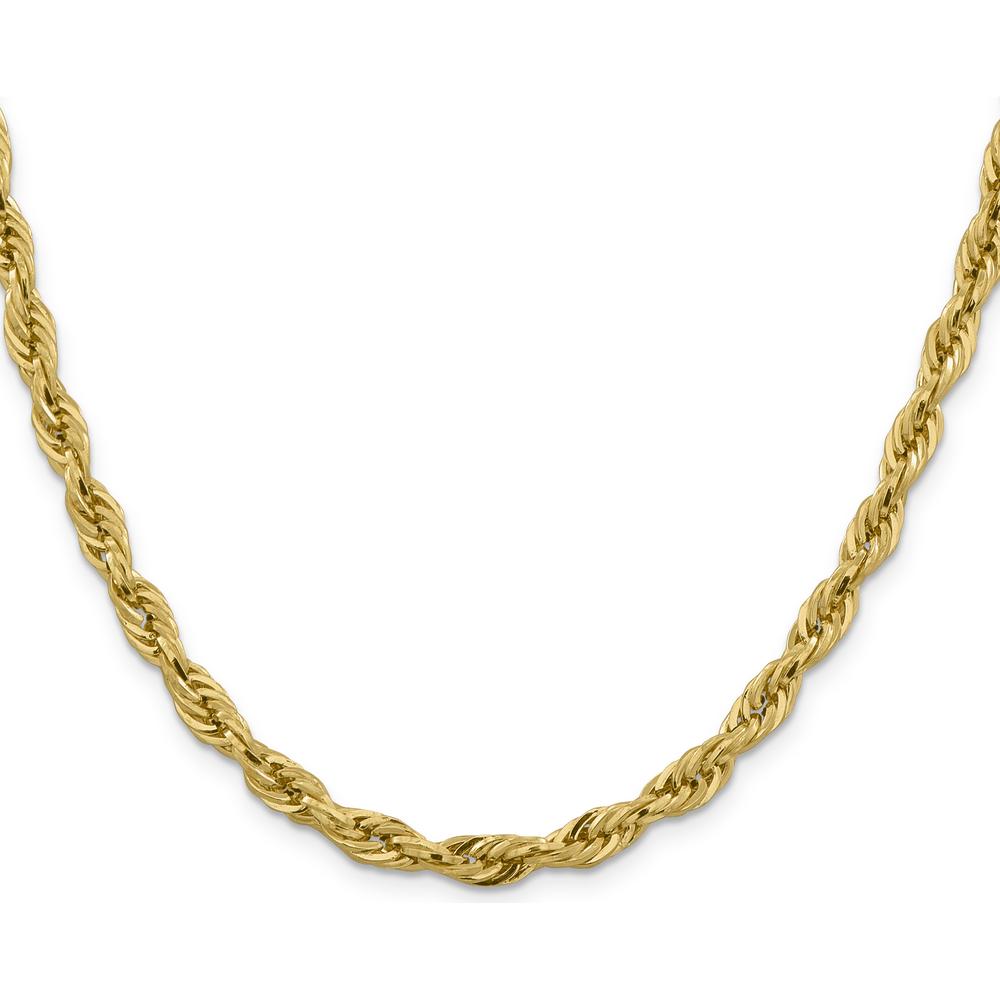 14K Yellow Gold 24" 5.4mm Semi-Solid Rope Chain with Polished Finish and Lobster Clasp by Oro Pregiato