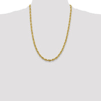 14K Yellow Gold 24" 5.4mm Semi-Solid Rope Chain with Polished Finish and Lobster Clasp by Oro Pregiato