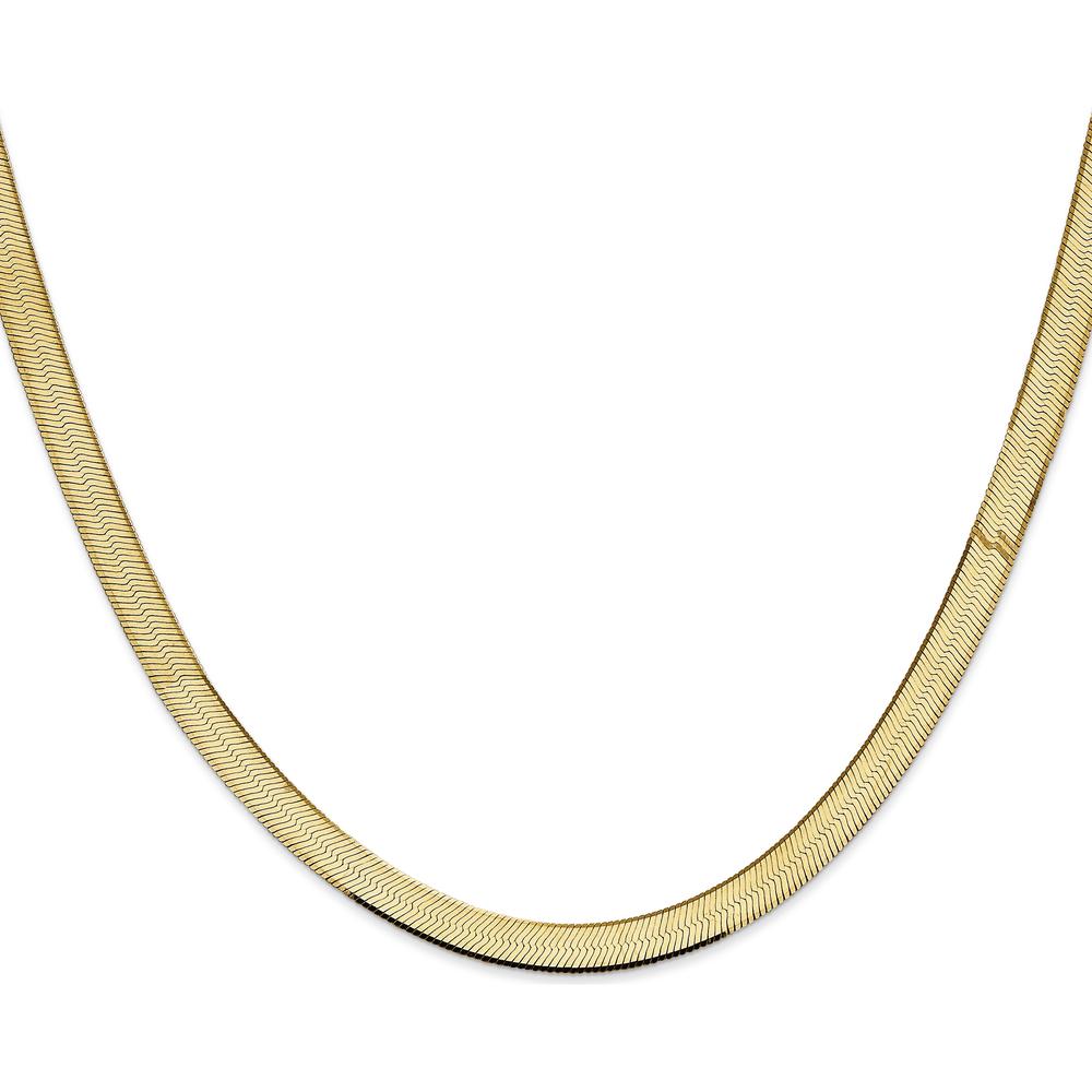 14K Yellow Gold 24" 5.5mm Herringbone Chain Necklace with Lobster Clasp by 0