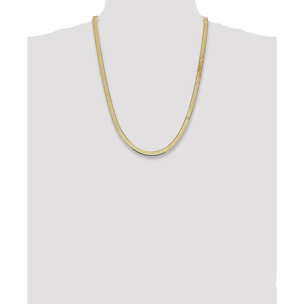 14K Yellow Gold 24" 5.5mm Herringbone Chain Necklace with Lobster Clasp by 0