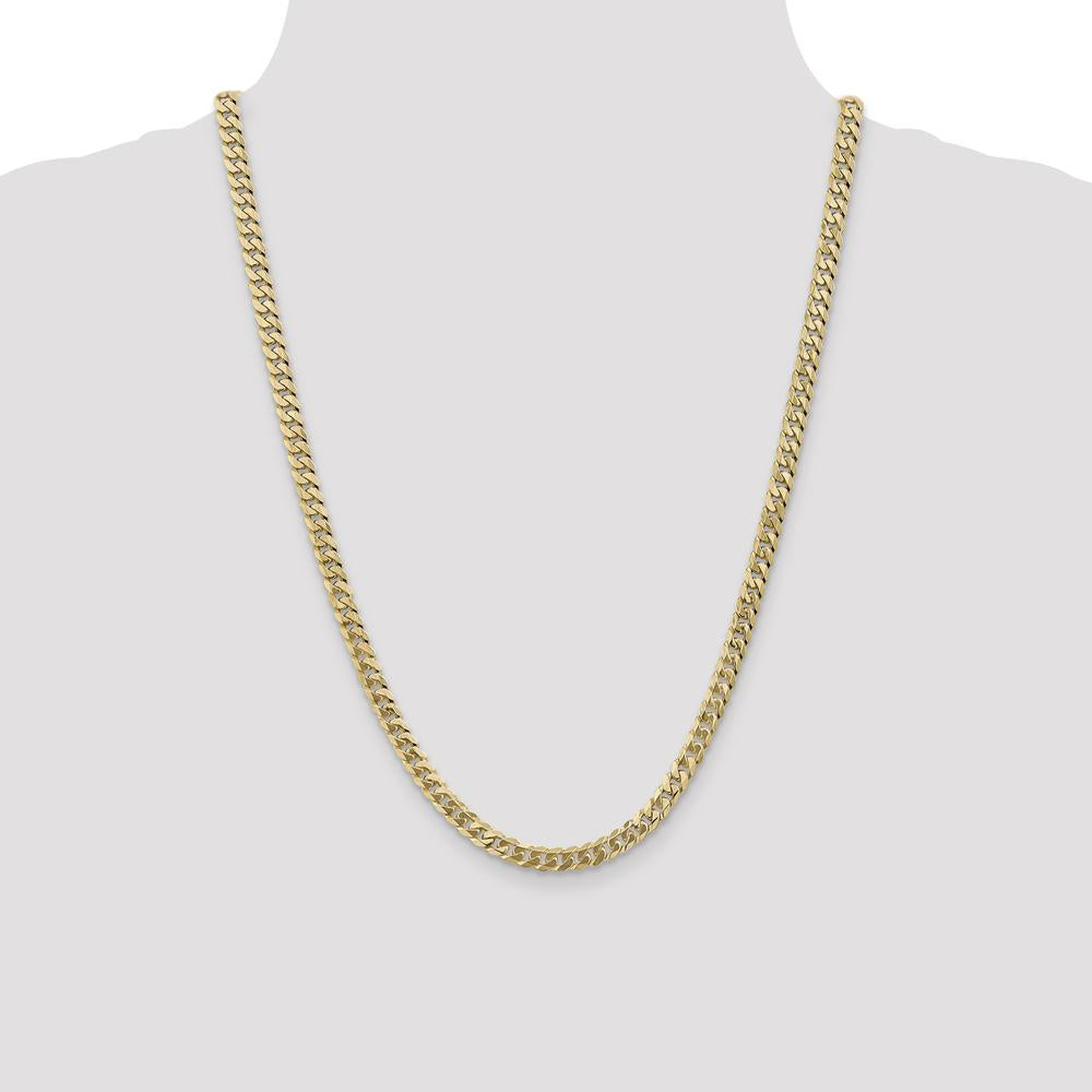14K Yellow Gold 24" 5.75mm Flat Beveled Curb Chain with Lobster Clasp by Oro Pregiato