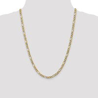 14K Yellow Gold 24" 5.75mm Semi-Solid Figaro Chain Necklace with Lobster Clasp by Oro Pregiato