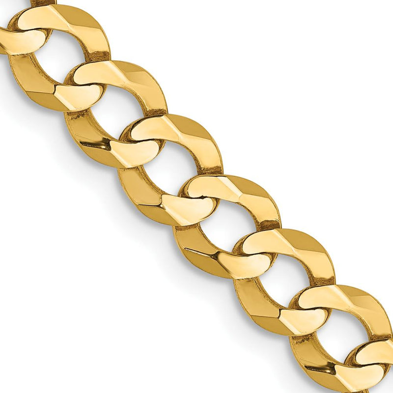 14K Yellow Gold 24" 5.9mm Lightweight Flat Cuban Link Chain with Lobster Clasp by Oro Pregiato