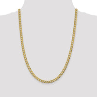 14K Yellow Gold 24" 5.9mm Lightweight Flat Cuban Link Chain with Lobster Clasp by Oro Pregiato