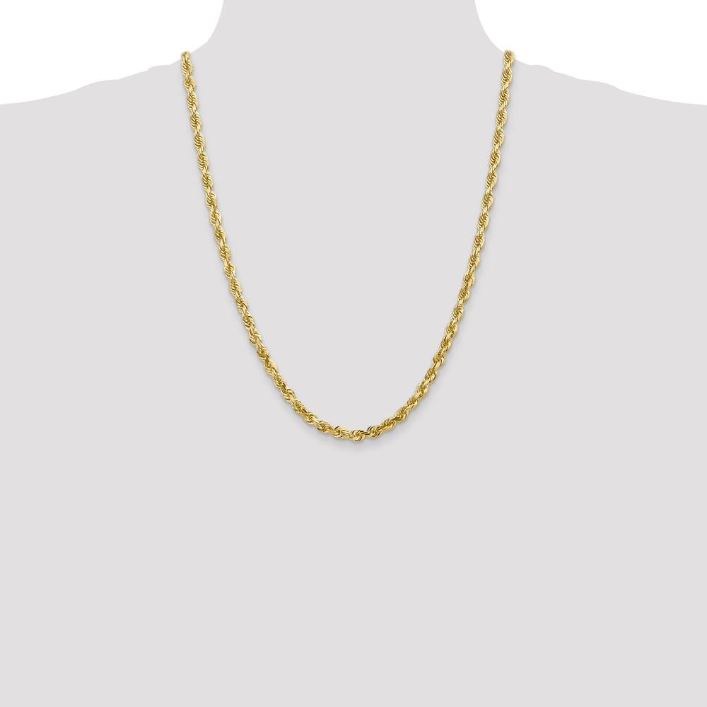 14K Yellow Gold 24" 5mm Diamond-Cut Rope Chain with Lobster Clasp - Unisex Luxury Necklace by Oro Pregiato