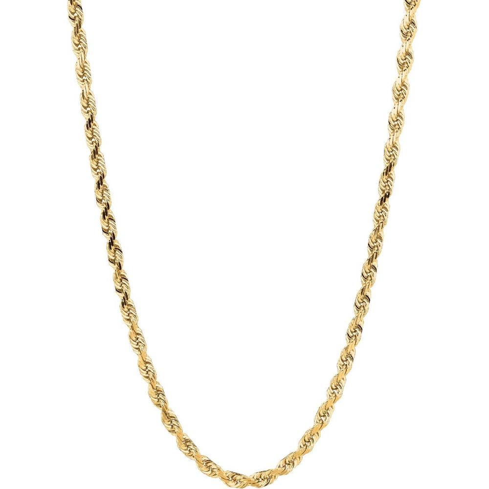 14K Yellow Gold 24" 5mm Diamond-Cut Rope Chain with Lobster Lock by Orozza Fine Jewelry
