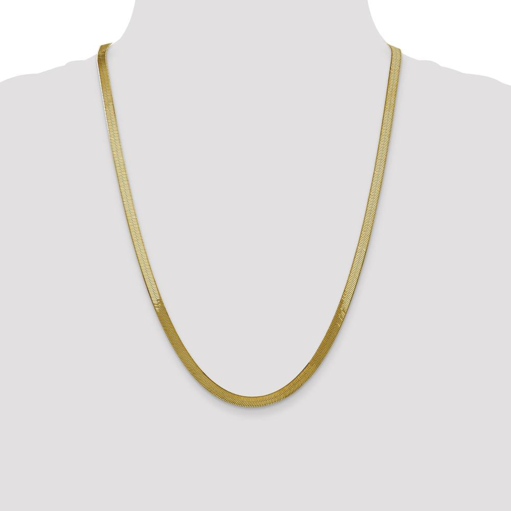 14K Yellow Gold 24" 5mm Herringbone Necklace with Lobster Clasp - Polished Finish by 0