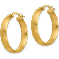 14K Yellow Gold 24.5mm Satin Finish Medium Hoop Earrings by 0