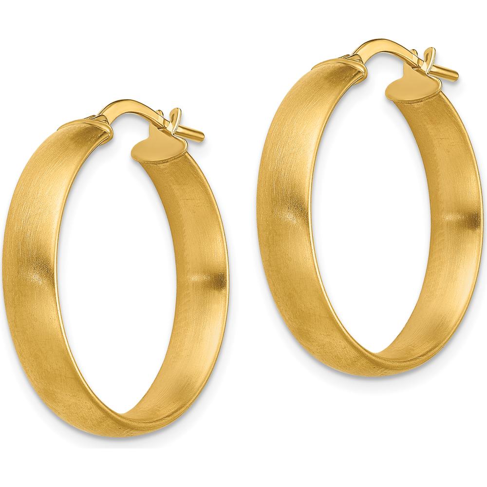 14K Yellow Gold 24.5mm Satin Finish Medium Hoop Earrings by 0