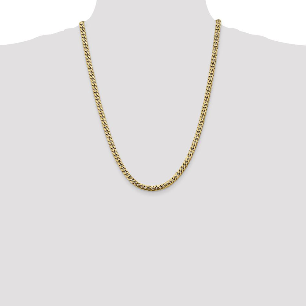 14K Yellow Gold 24" 5mm Solid Miami Cuban Link Chain with Lobster Clasp by Oro Pregiato
