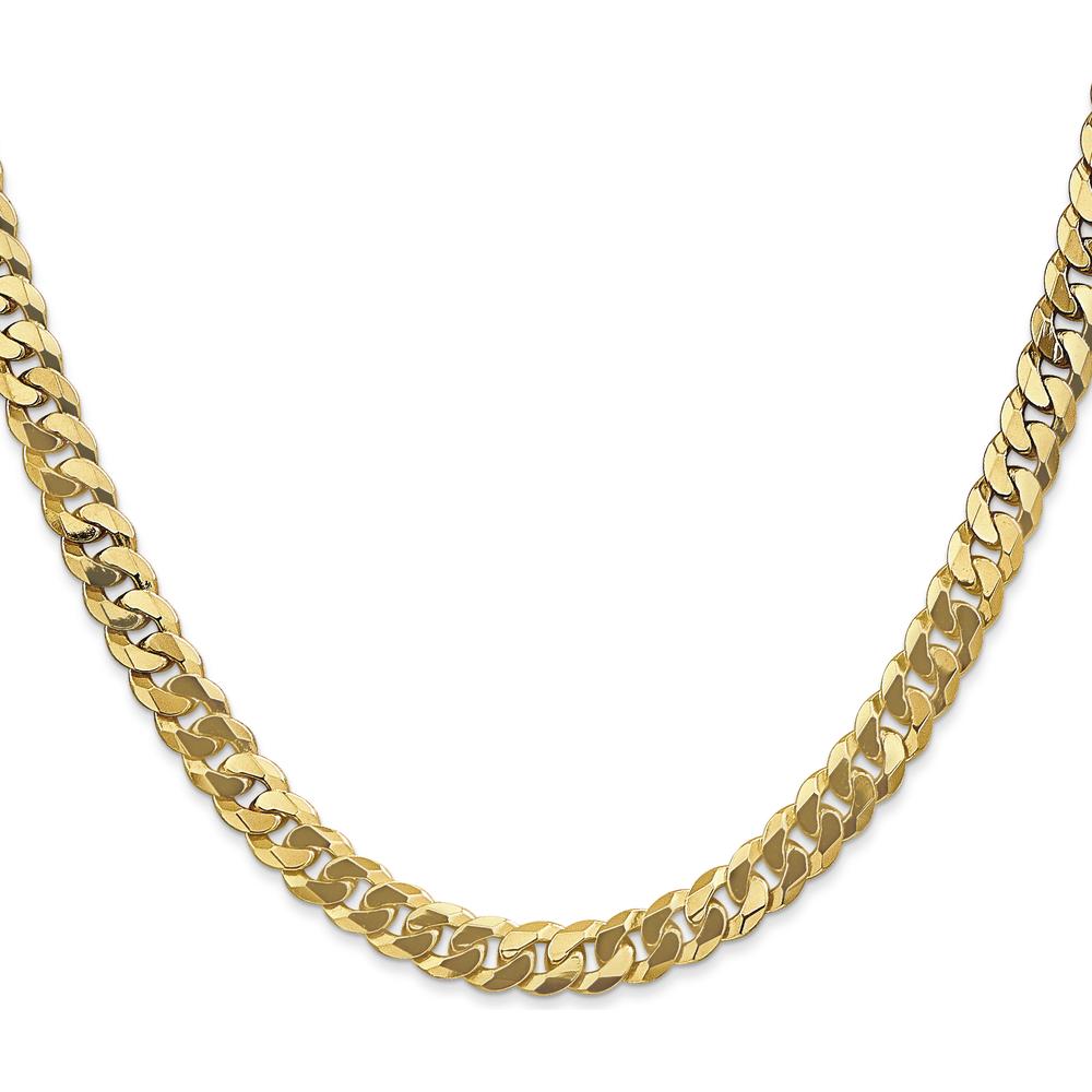 14K Yellow Gold 24" 6.25mm Flat Beveled Curb Chain with Lobster Clasp by Oro Pregiato