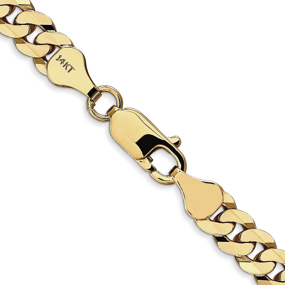 14K Yellow Gold 24" 6.25mm Flat Beveled Curb Chain with Lobster Clasp by Oro Pregiato