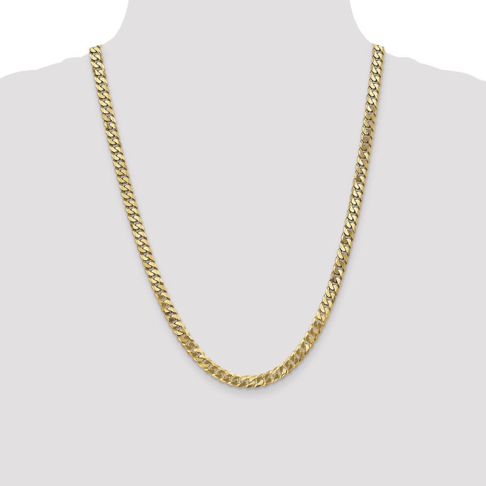 14K Yellow Gold 24" 6.25mm Flat Beveled Curb Chain with Lobster Clasp by Oro Pregiato