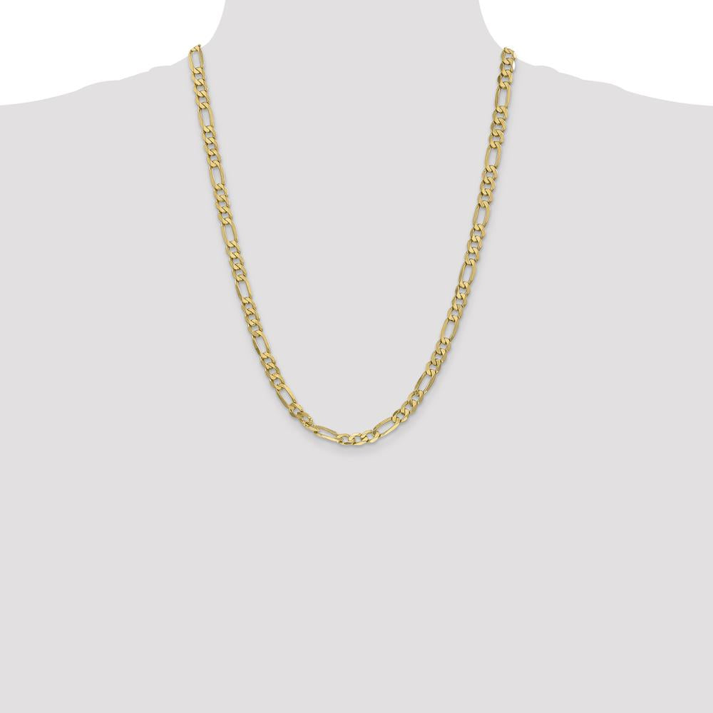 14K Yellow Gold 24" 6.25mm Flat Figaro Chain with Lobster Clasp by Oro Pregiato