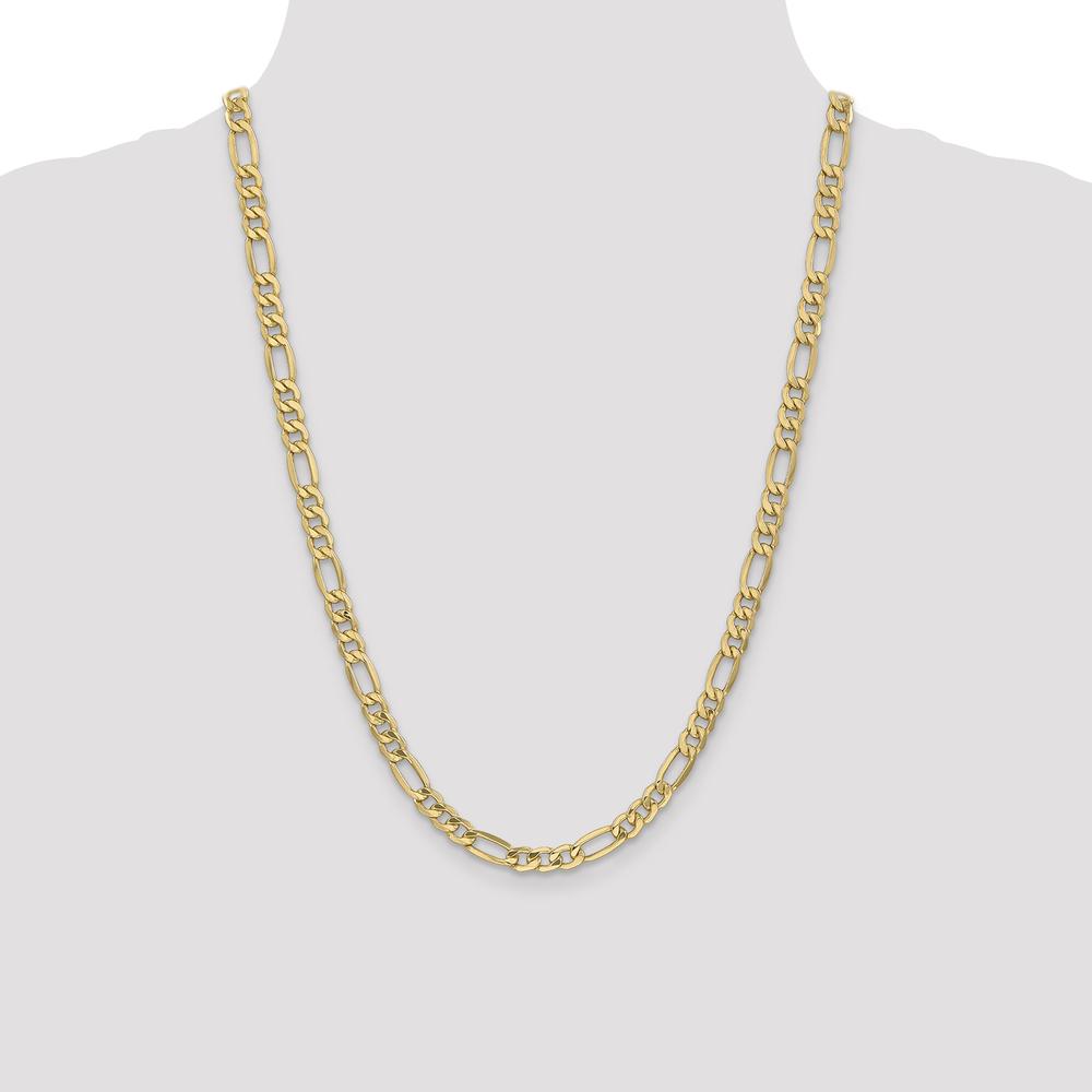 14K Yellow Gold 24" 6.25mm Semi-Solid Figaro Chain Necklace with Lobster Clasp by Oro Pregiato