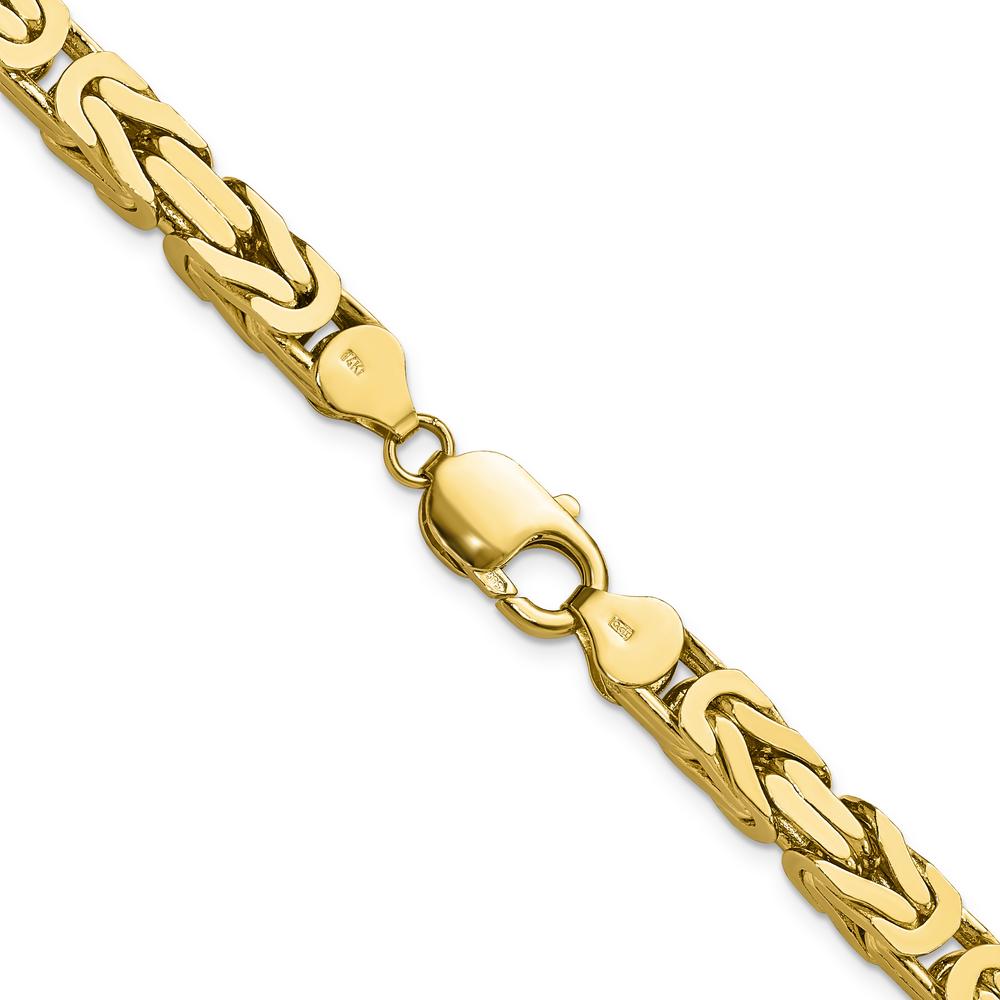 14K Yellow Gold 24" 6.5mm Byzantine Chain Necklace with Lobster Clasp by Oro Pregiato
