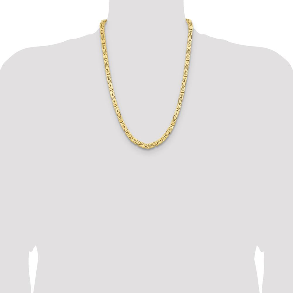 14K Yellow Gold 24" 6.5mm Byzantine Chain Necklace with Lobster Clasp by Oro Pregiato