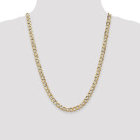 14K Yellow Gold 24" 6.5mm Semi-Solid Curb Chain Necklace with Lobster Clasp by Oro Pregiato
