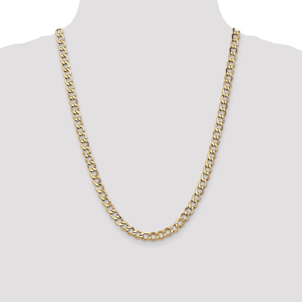 14K Yellow Gold 24" 6.5mm Semi-Solid Curb Chain Necklace with Lobster Clasp by Oro Pregiato