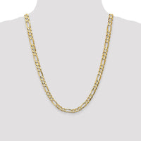 14K Yellow Gold 24" 6.75mm Concave Open Figaro Chain with Lobster Clasp by Oro Pregiato