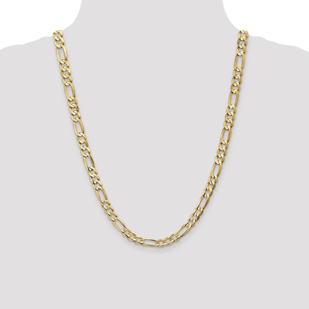 14K Yellow Gold 24" 6.75mm Concave Open Figaro Chain with Lobster Clasp by Oro Pregiato